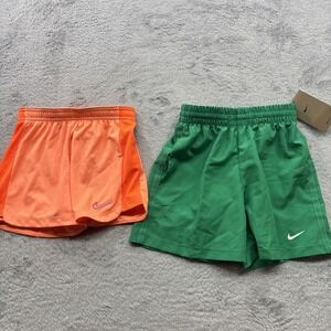 Lot Of 2 Pairs Of Nike Shorts Youth Boys Size XS Training Athletic Orange, Green